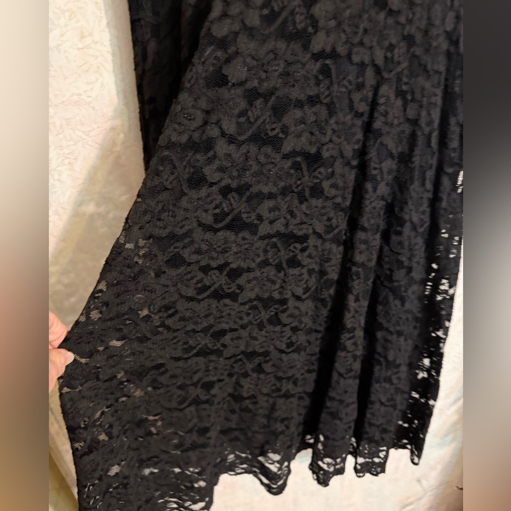 Vintage Connected Apparel Black Lace, Tye On Shoulders Maxi Dress, Feminine 16 - Picture 2 of 8